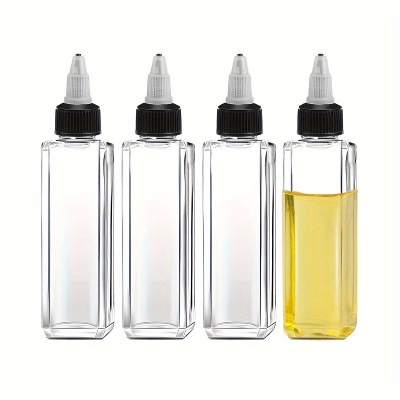 

4pcs Oil Squeeze Bottles For Restaurant, 3.4oz Empty Bottles With Twist Plastic Liquid Condiment Container, Leak-proof Dispensing Bottles For Oil Vinegar Syrup