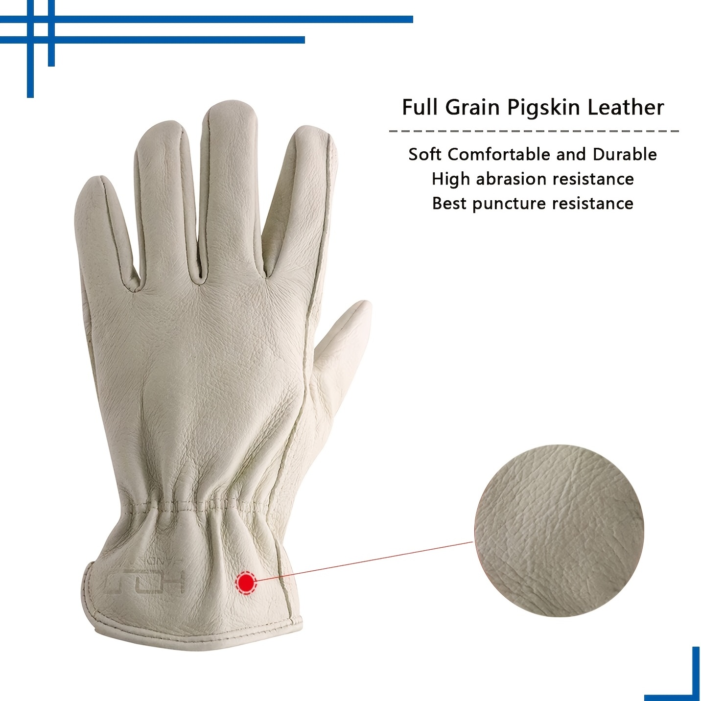 Size XL Leather Abrasion Protection Work Gloves