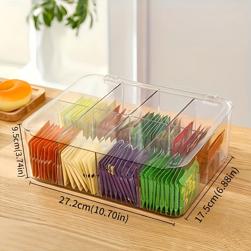 Plastic Tea Bag Divided Storage Organizer Container Box for