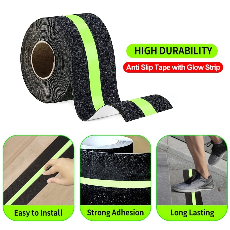 1 Roll, 2in*35ft/4in*35ft Heavy Duty Anti Slip Tape With Glow In Dark  Stripe For Stairs Or Smooth Floor, Grip Tape For Stairs Steps  Outdoor/Indoor, Wa