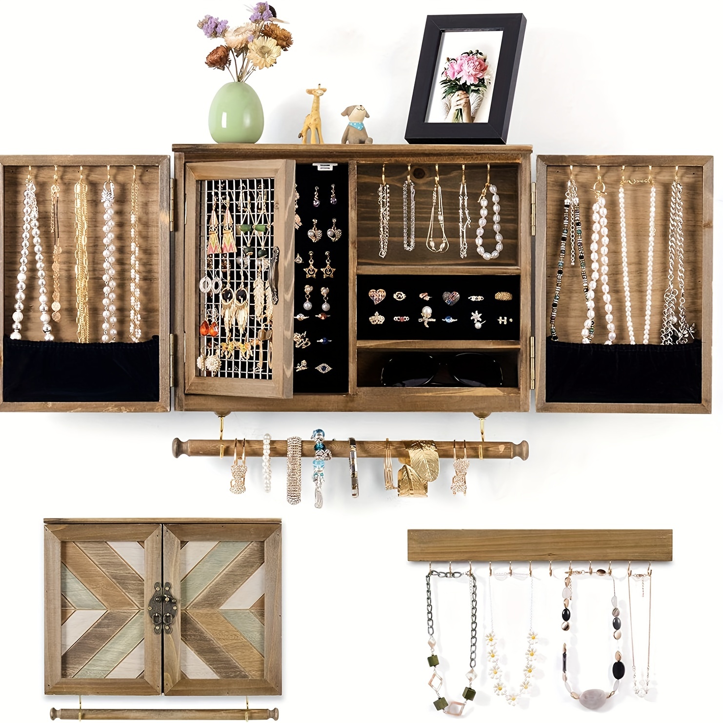 Dropship 4Tier Tabletop Wooden Jewelry Display Stand Necklace Accessories  Holder Organizer Rack Hanger With Ring Tray 8 Hooks 24 Earring Holes to  Sell Online at a Lower Price