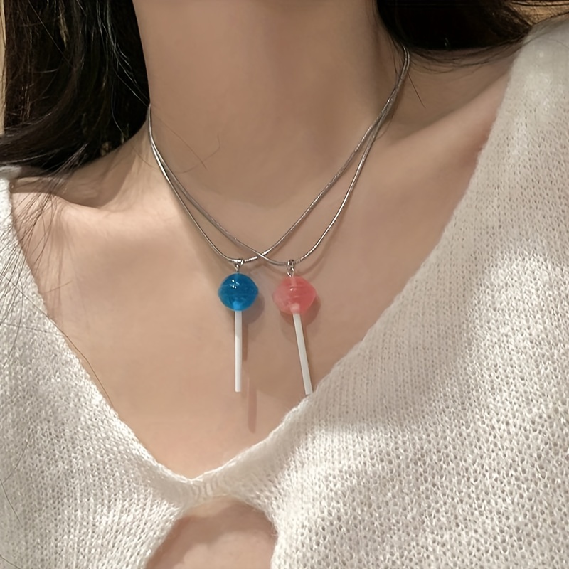 Crystal Pendant Necklace Lollipop Clavicle Chain