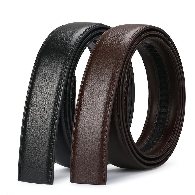 Men's Black Pu Leather Belt With Automatic Buckle, Korean Style