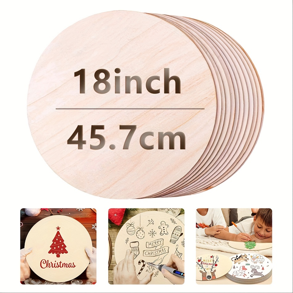 Circle Wood Sheets Solid Wood Round Disc DIY Craft Blanks Wooden Plate  Coasters