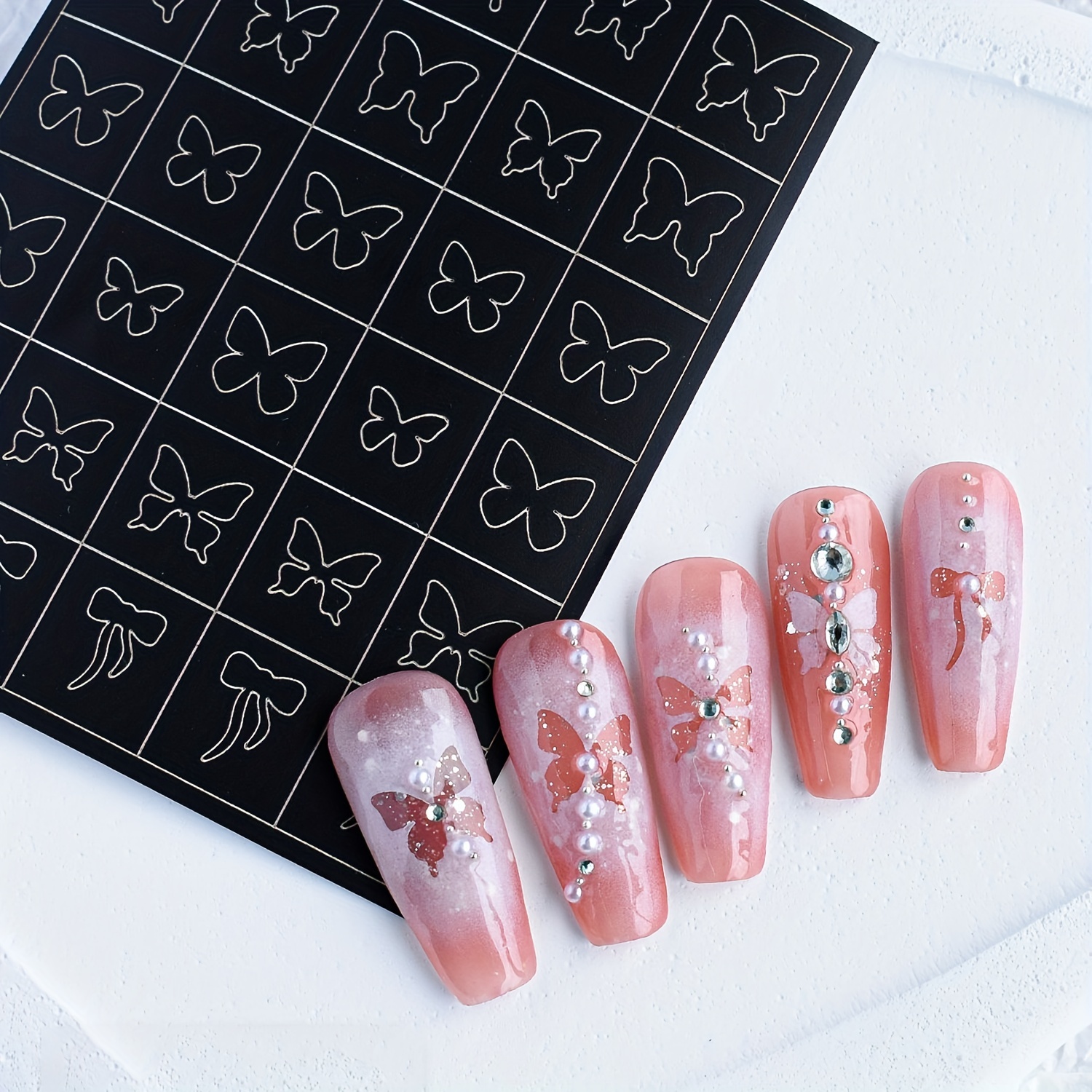 Airbrush Stencils Nail Stickers Nails Heart Butterfly Flower - Temu