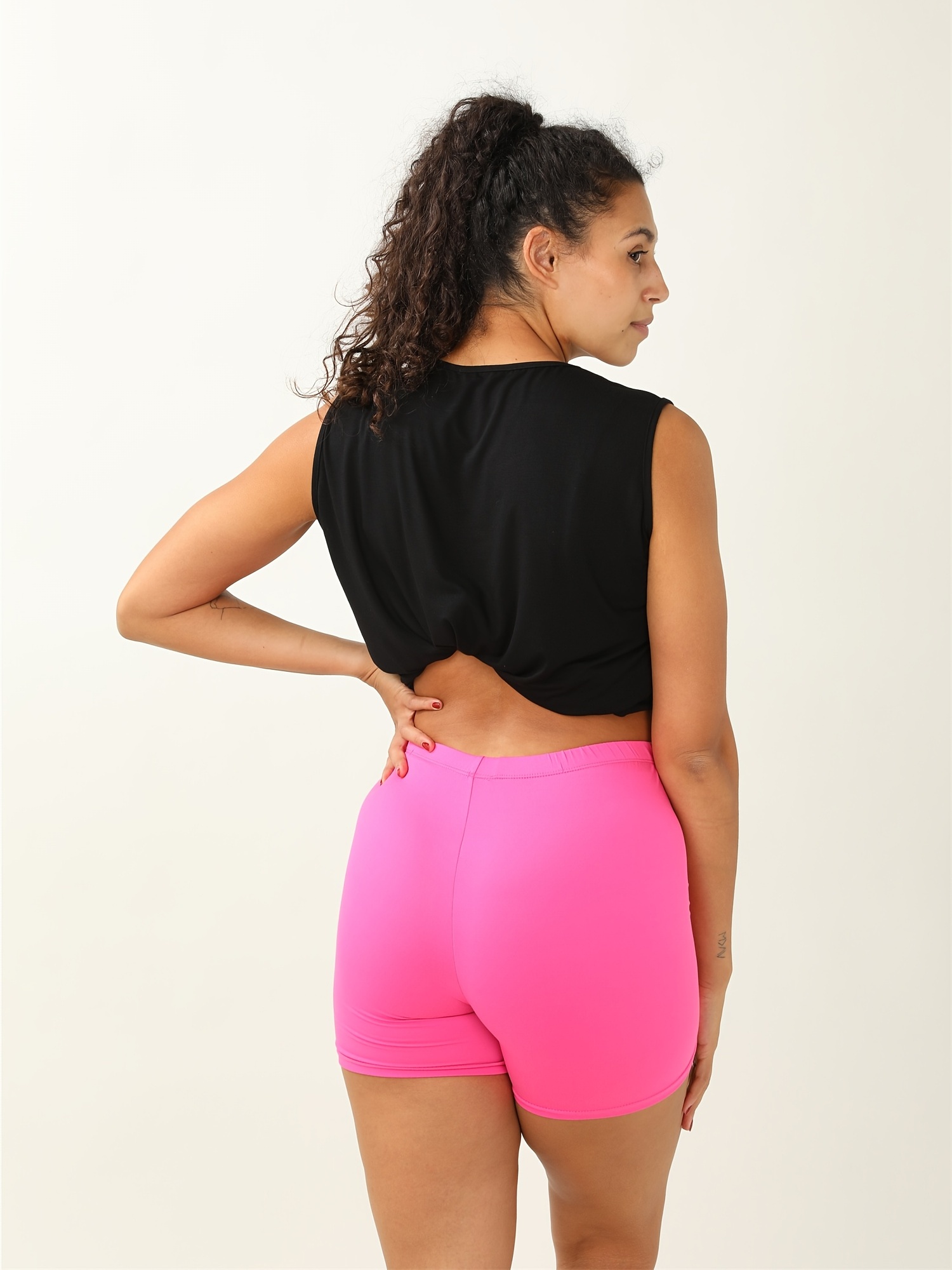 Yogalicious Lux High Waist Squat Proof Biker Shorts Size S Blush Pink