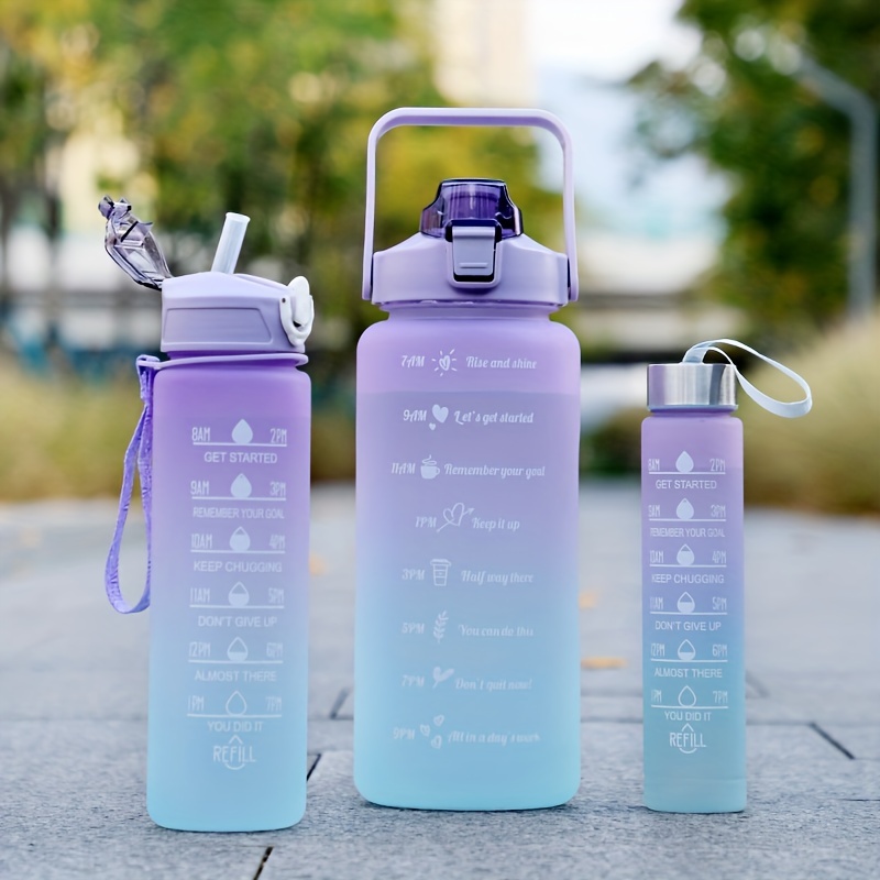 Water Bottle With Sleeve With Straw Time Marker To Drink - Temu