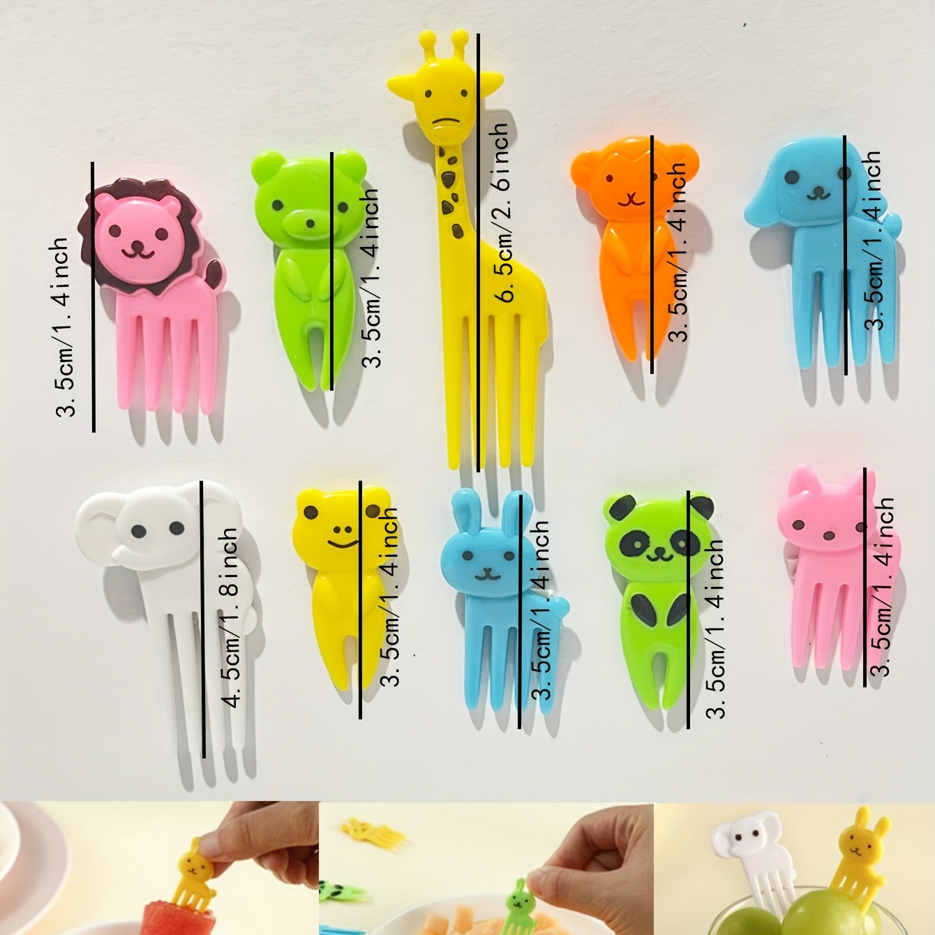 6/10/50 Pcs Mini Animal Food Picks For Kids Cute Food Fruit Fork Bento Box  Decor Reusable Cartoon Children Cake Dessert Pick