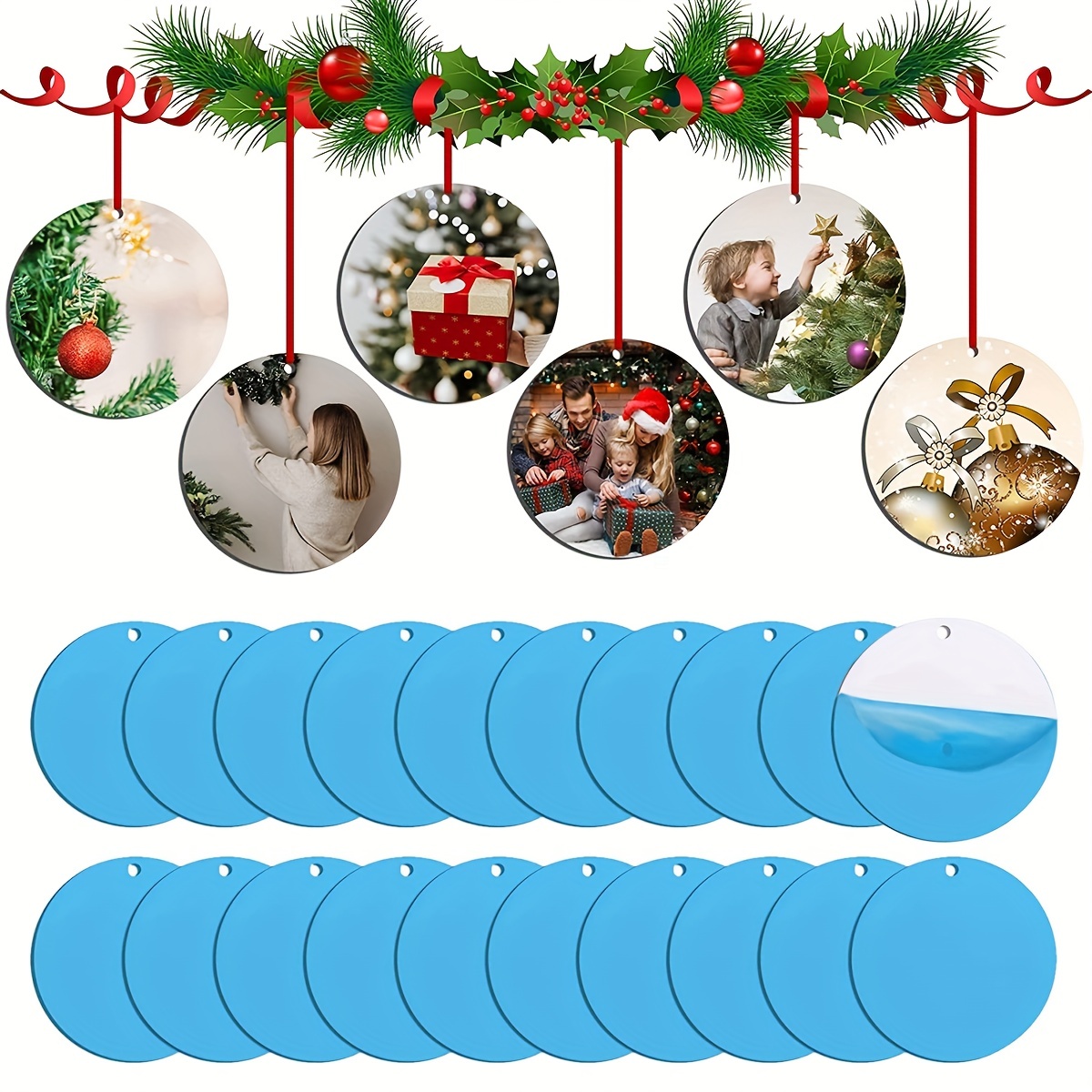 Sublimation Christmas Ornaments Blanks Clear Transparent 2 Sides