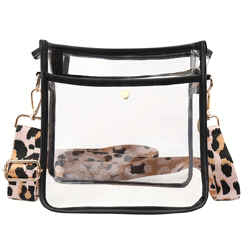Leopard Print Straps Crossbody Bag Solid Color Bag - Temu