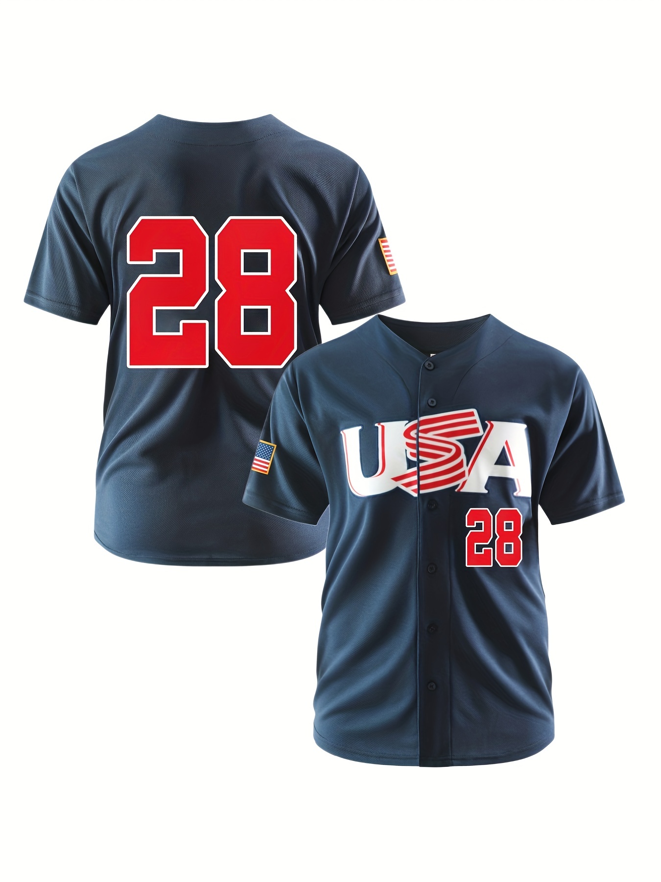 Mens 28 Usa Baseball Jersey Retro Classic Baseball Shirt Breathable  Embroidery Button Up Sports Uniform For Party Festival Gifts, Shop On Temu  And start Saving