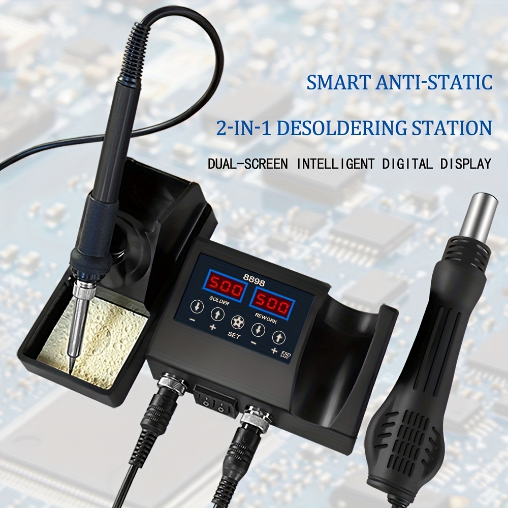 Hot Air Rework Station, Soldering Heat Gun, °F/°C Display, 110V SMD Hot Air  Gun Temp. & Airflow Adjustable Desoldering Station for BGA IC Desoldering