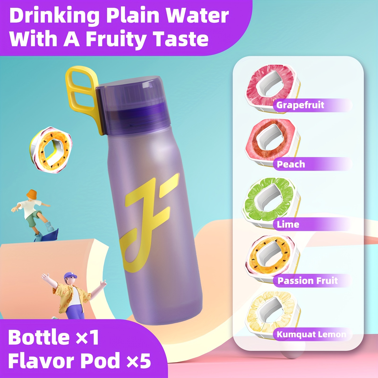 Air Up Flavored Water Bottle Scent Water Cup 3 Free Pods！Flavored Sports  Water Bottle For Outdoor Fitness With Straw Flavor Pod - AliExpress