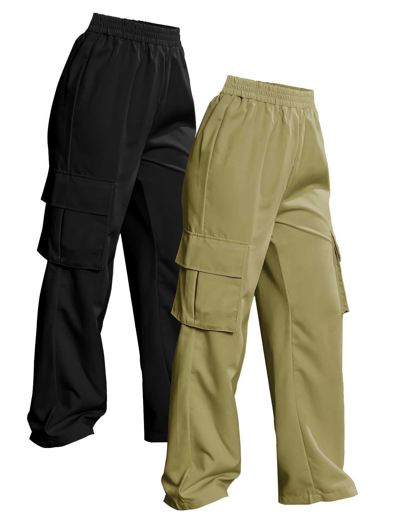 Solid Side Pockets Running Cropped Pants High Waist Fashion - Temu