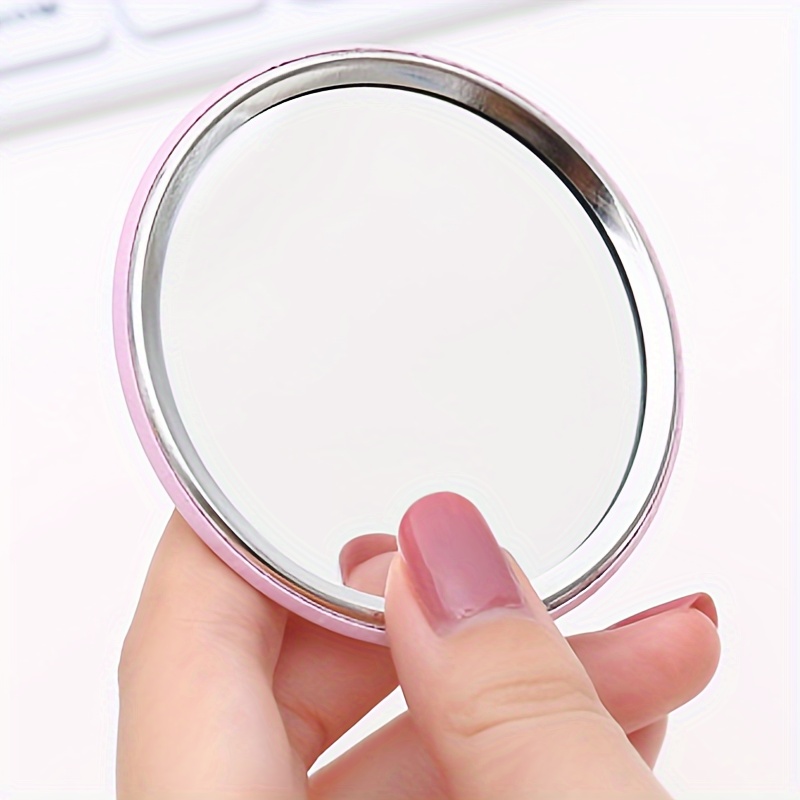 Black Round Mirror Small Mini Portable Cosmetic Touch - Temu