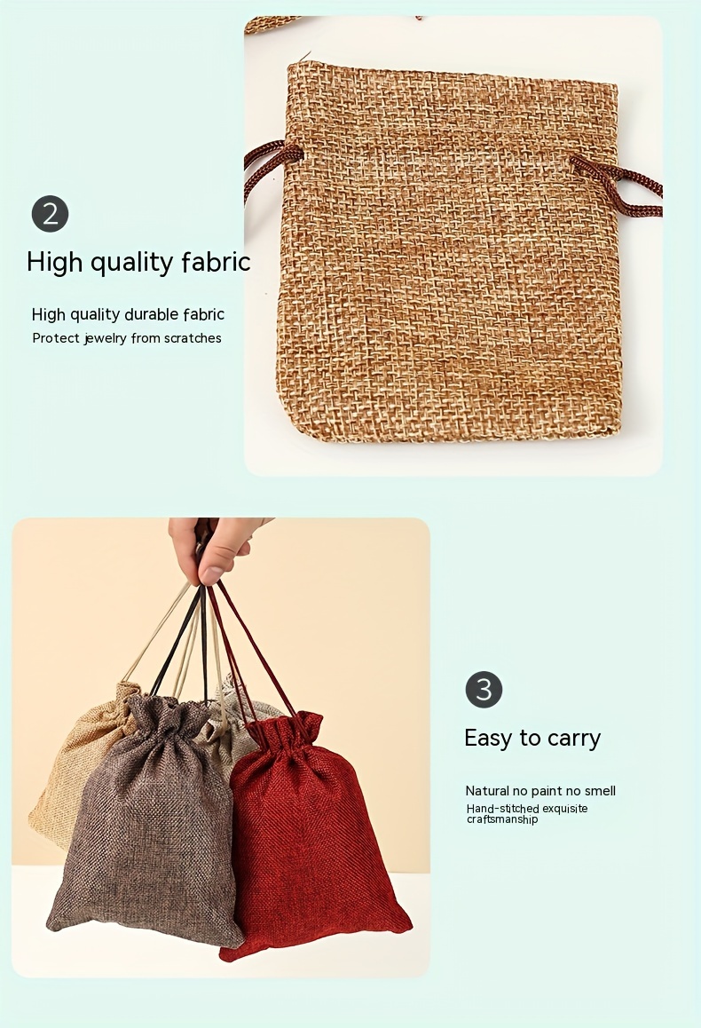 Retro Hemp Jewelry Bags Drawstring Pouches Jewelry Bags For - Temu