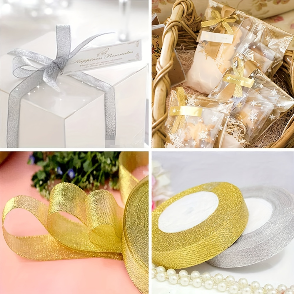 (25 yards/roll)Gold and Silver gift packaging ribbon high quality wedding  shiny ribbons