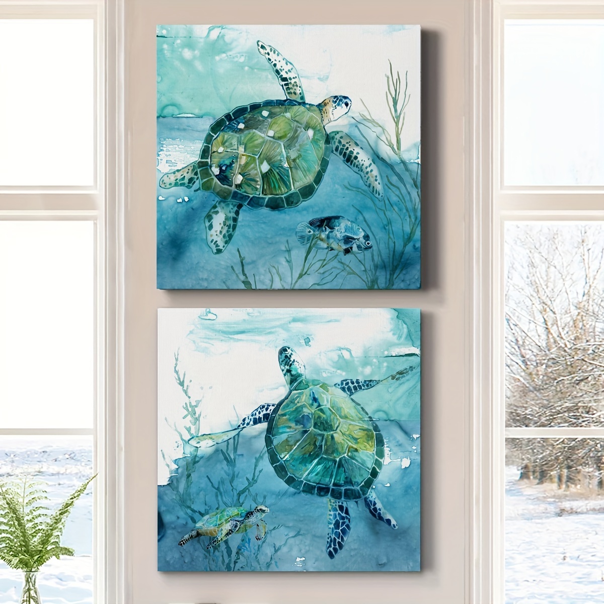 Bathroom Home Decor Turtle Canvas Wall Art