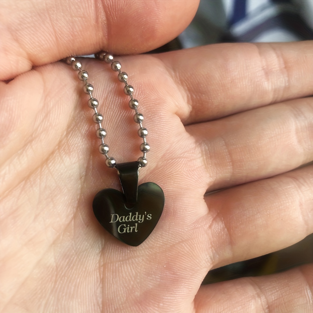 Daddy's Girl Heart Necklace I Love Daddy Handstamped Daughter's Necklace  Stainless Steel Personalized Necklace BC1CXX Christmas Gift Idea 