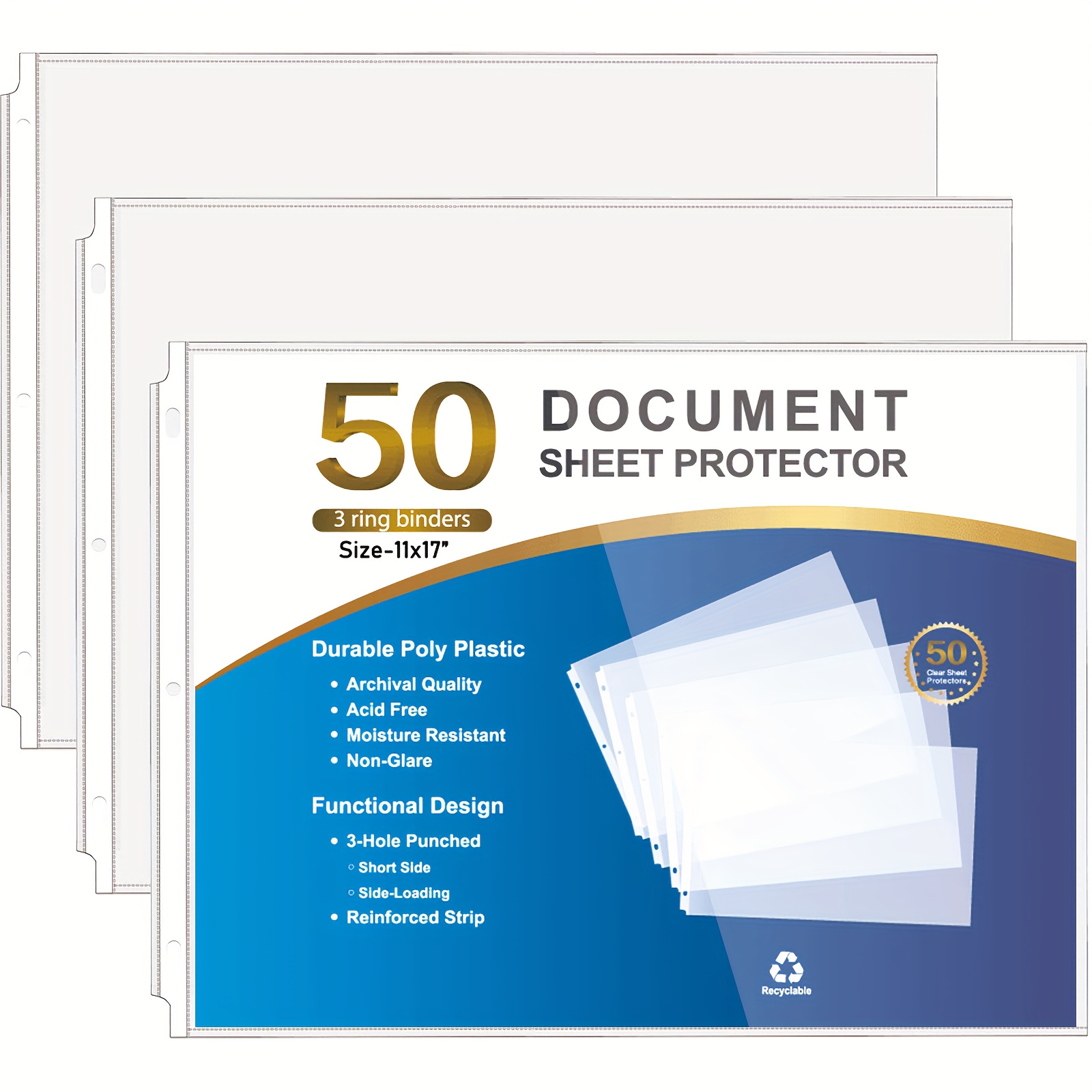 TYH Supplies 200 Pack Clear Sheet Protectors for 3 Ring Binder | 8.5 x 11  Inch | Non-Glare Standard 11 Hole Plastic Page Protectors for Home, Office
