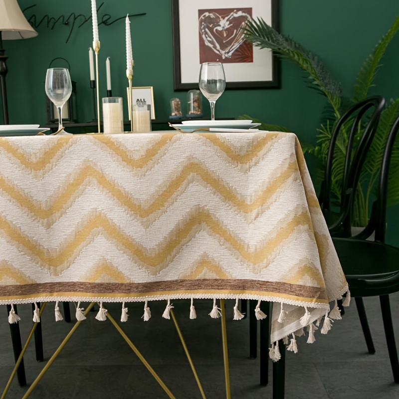 White Tablecloth Square 55 x 55 Inch Solid Striped Jacquard Table