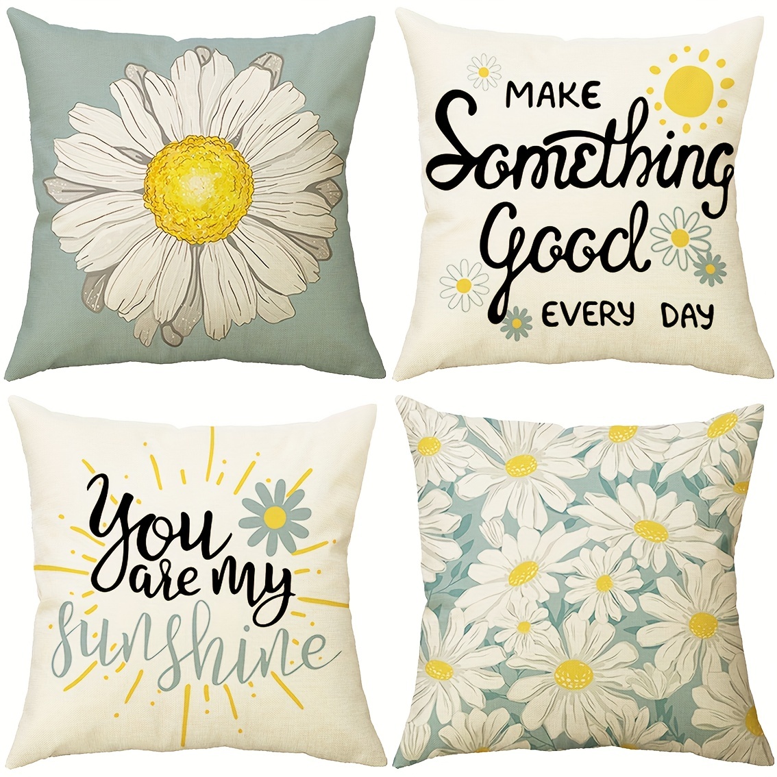 Daisy Floral Printed Throw Pillow Cover Soft And Stylish Cushion