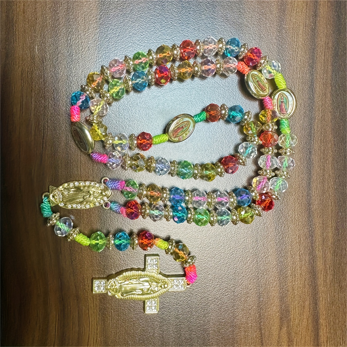 Mexican Catholic Saints Bracelet with Glass Beads