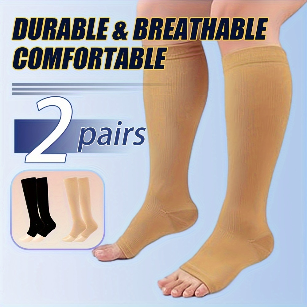 3 Pairs Zipper Copper Compression Socks For Women Men, Open Toe Medical  Compression Knee High Stockings For Circulation Support