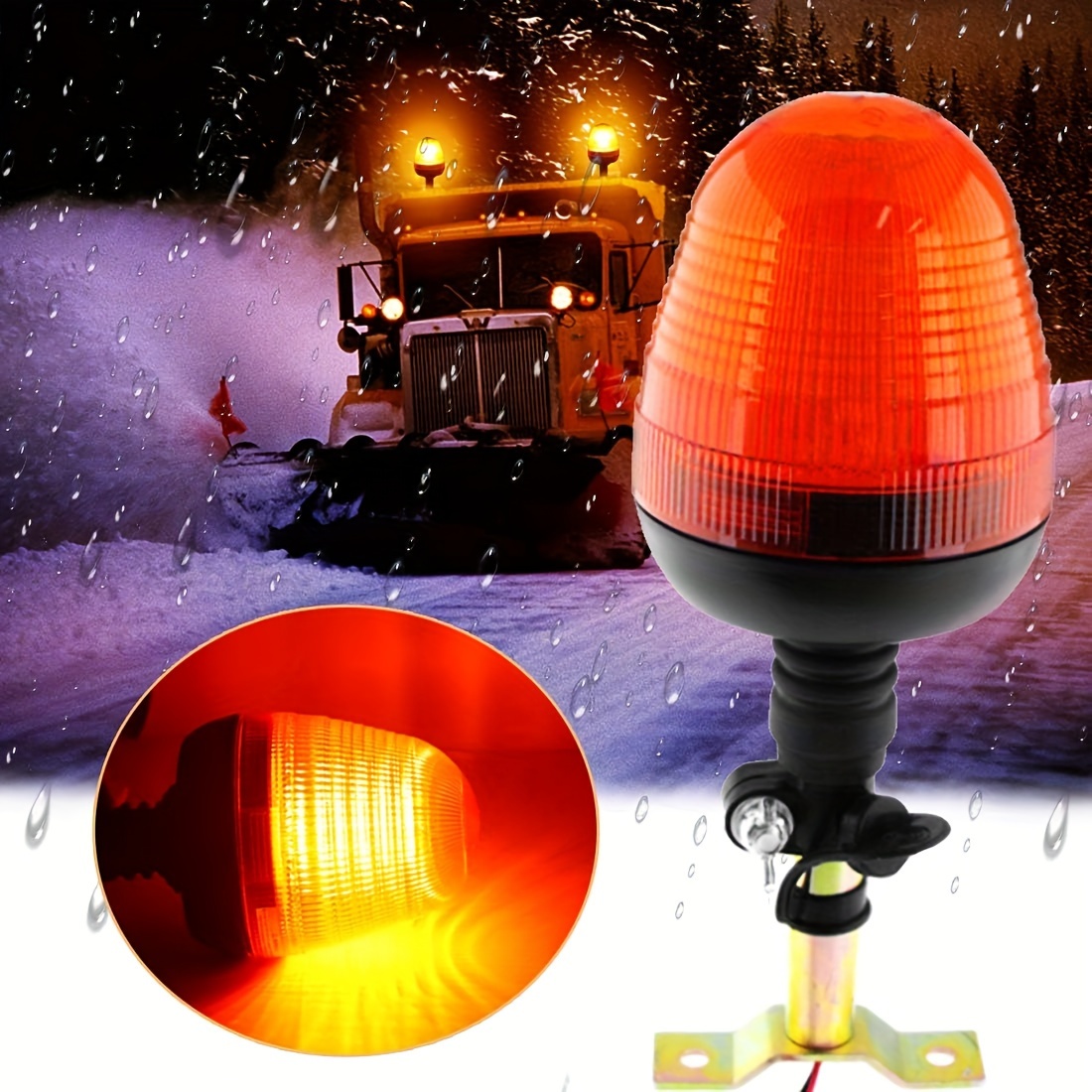 12/24V Lampe Stroboscopique Flash Lumière Orange Pour Voiture Camion  Remorque