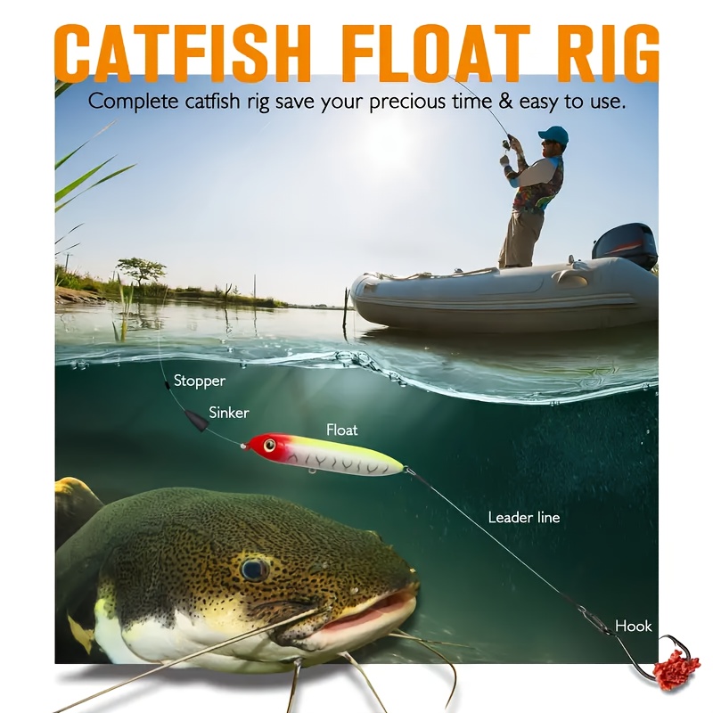 3pcs Catfish Rig, Demon Dragon Style Catfish Floats, Santee Cooper Dragging  Rattler Rig, Chunky Catfishing Rigs For Lake River Bank
