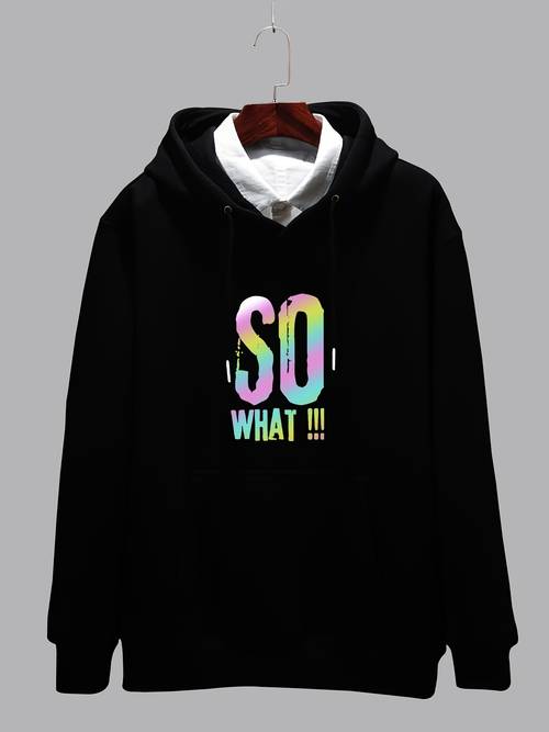 Plus Size Men's "SO WHAT" Graphic Fleece Hoodie For Big And Tall Guys