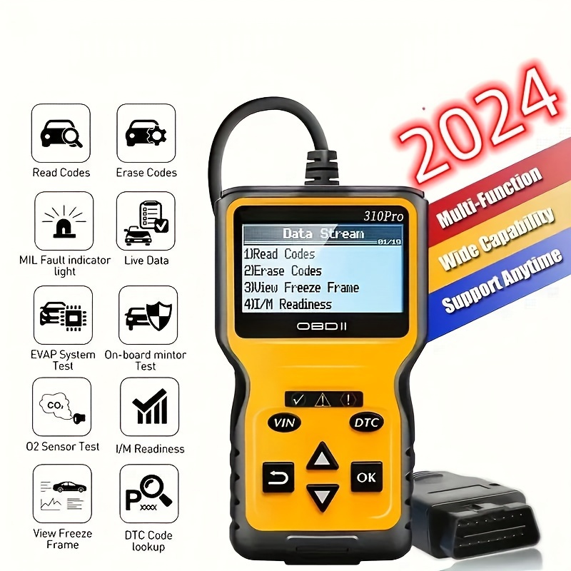 OBD2 Scanner Diagnostic Tool, Enhanced Check Engine Code Reader With Reset  OBDII/EOBD Car Diagnostic Scan CAN Tools For All Vehicles After 1996