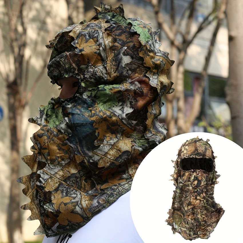 

1pc Ghillie Camouflage Leafy Hat 3d Full Face Mask Headwear, Turkey Camo Hunter Hunting Accessories, Outdoor Concealment Wildly Applied Suitable 17.72*11.81inch/45*30cm