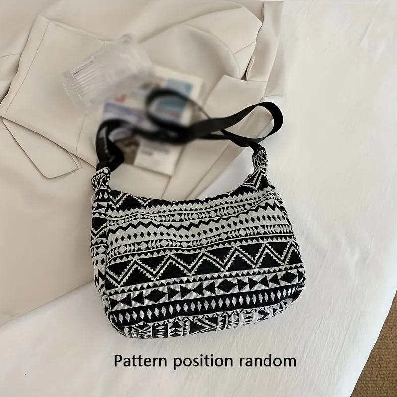 Geometric Pattern Crossbody Bag, Ethnic Style Canvas Hobo Bag, Women's  Travel Shoulder Bag - Temu Sweden