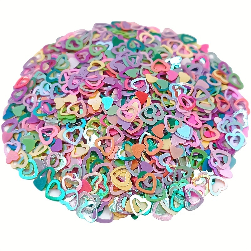 

900pcs Fashion 1 Bag Magic Colorul Hollow Love Heart Plastc Pvc Patch Stereo Beaded Sequins Jewelry Accessories Phone Case Hair Hand Ledger Decoration