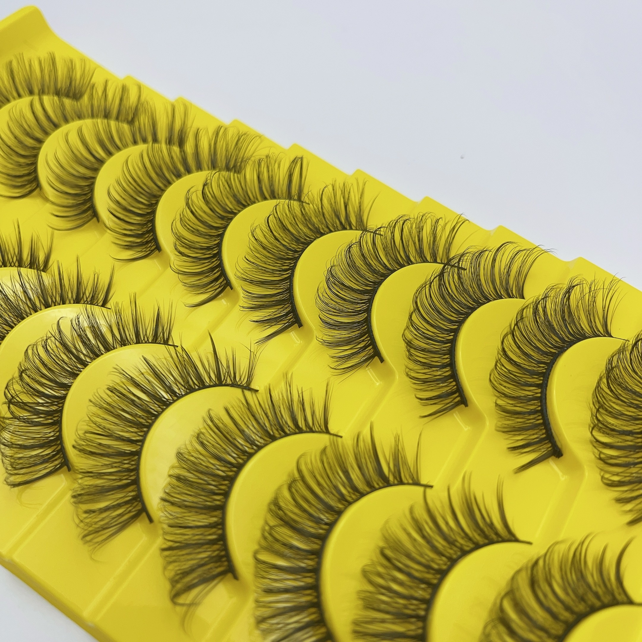 10 Pairs Natural Wispy Cat Eyelashes 3D Strip Short Volume False Eyelashes