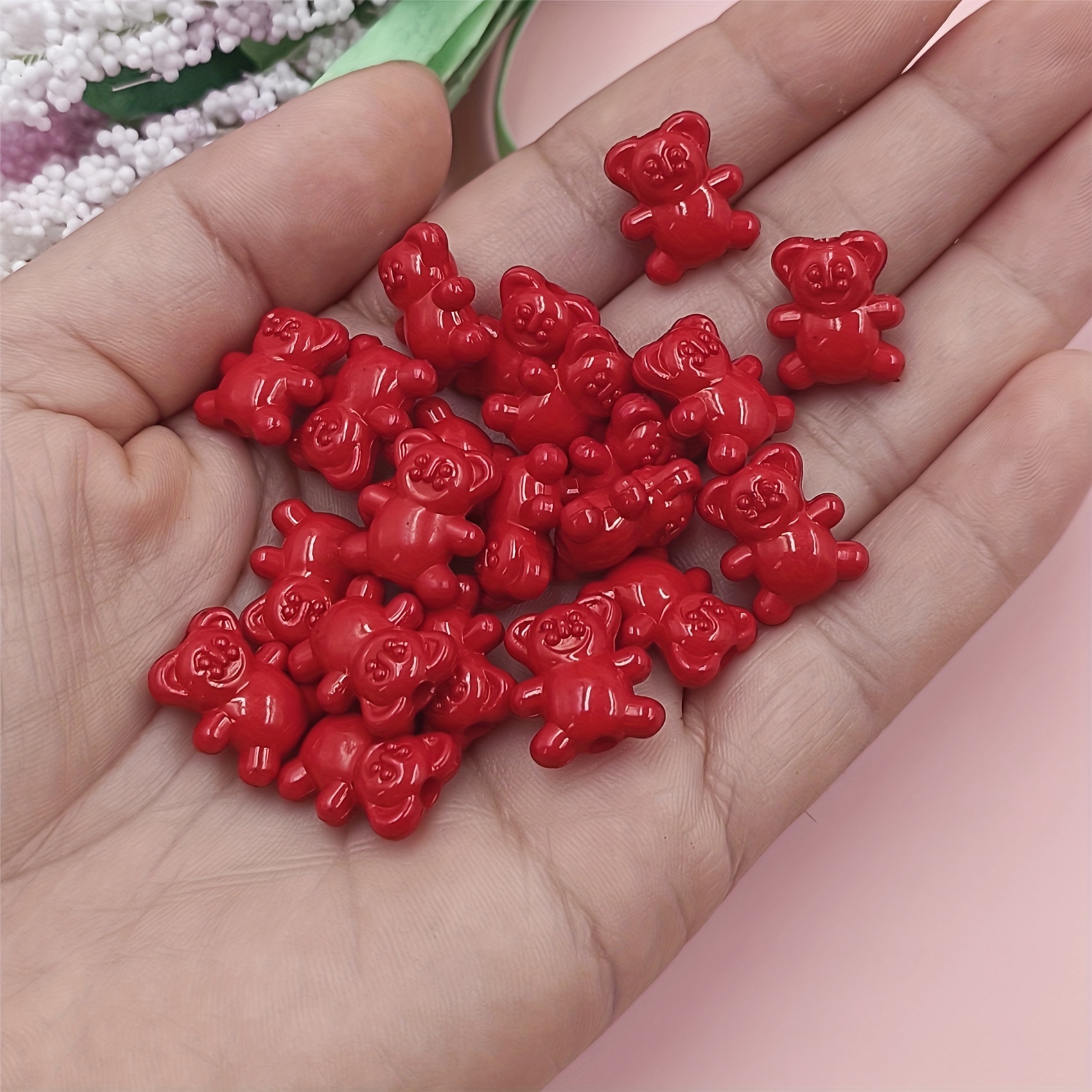 Mixed Solid Color Gummy Bear Rubber Acrylic Loose Beads For - Temu