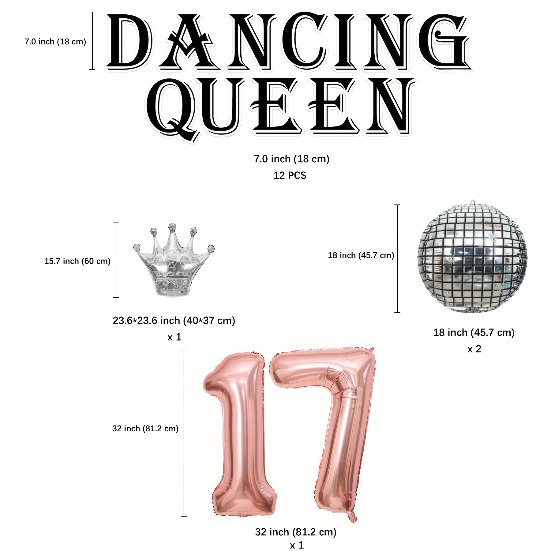  Dancing Queen 17th Birthday Decoration Rose Gold for