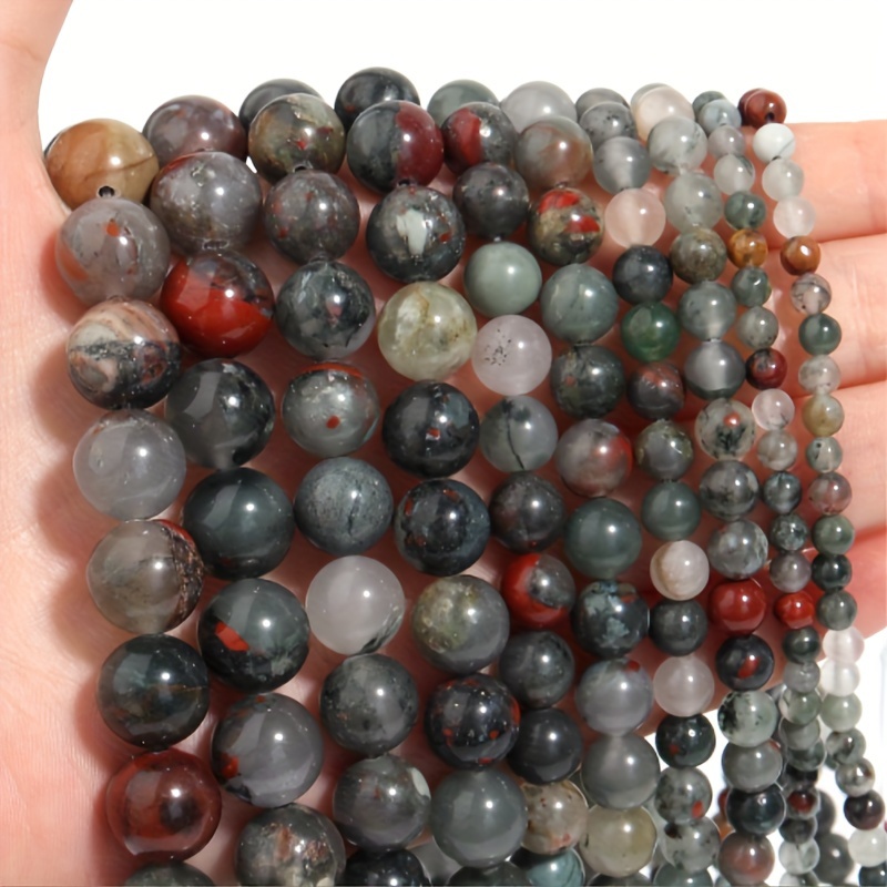 15 In Strand of 10 MM Bloodstone Round Faceted Beads