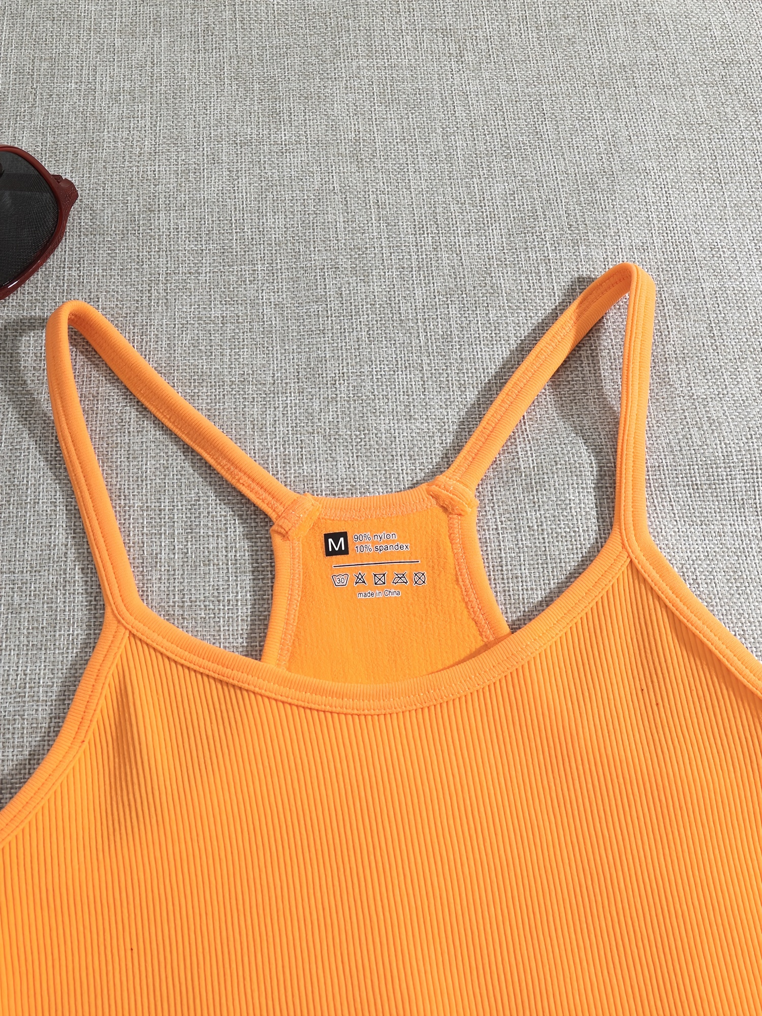 Super Soft Crop Strappy Back Workout Tank - Orange Cloud Print, Women's  Vests