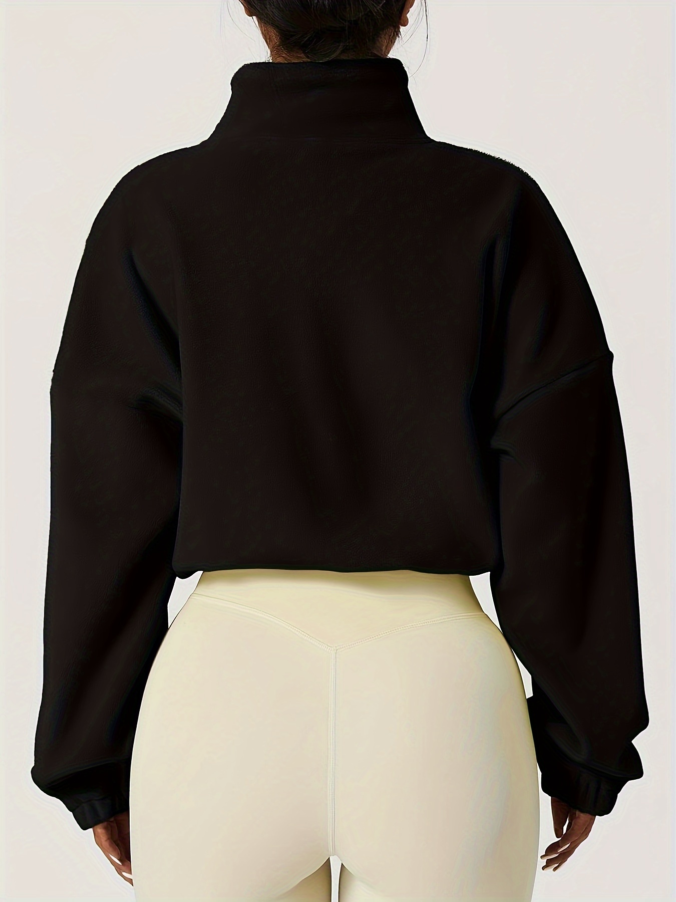 Zip Drawstring Teddy Cropped Sweatshirt Casual Long Sleeve - Temu