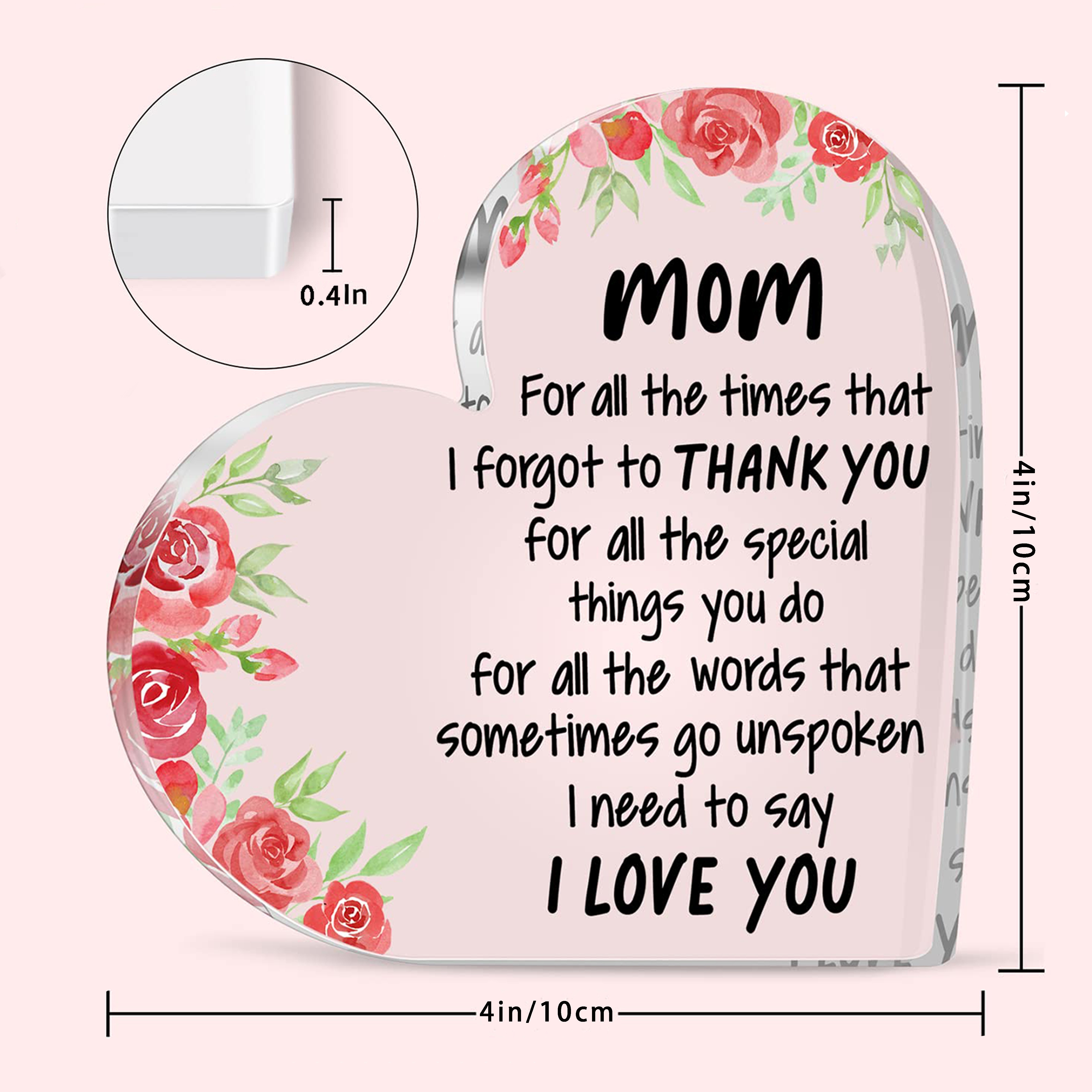 Acrylic Heart Plaque,daughter And Son Gifts For Great Mom, Christmas  Mother's Day, Mom's Birthday Gift Transparent Acrylic Love Plaque Keepsake  Gift,home Decor Desktop Ornament - Temu