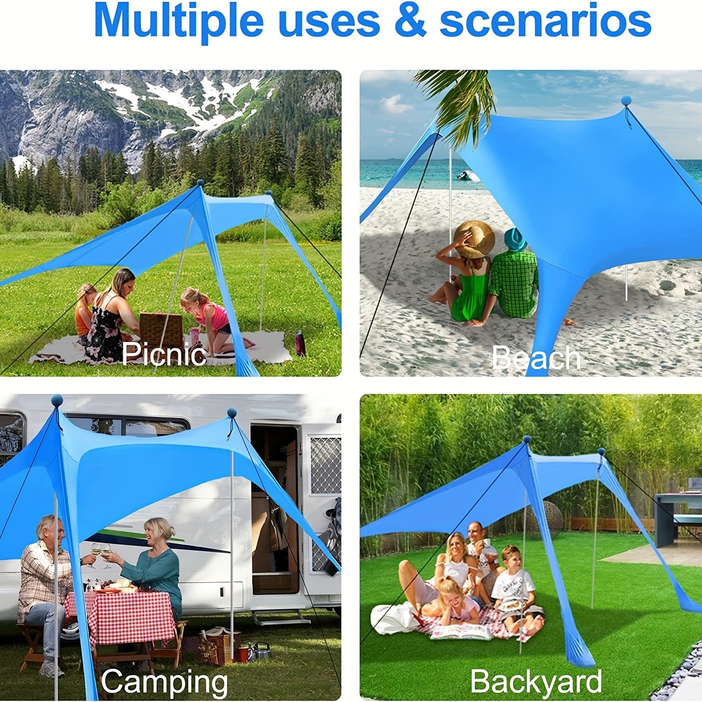 Canopy Tent Gnobogi Camping Tent, Beach Tent Sun Shade Shelter For 5-8  Person With Protection, Easy Set Up, For Beach Picnic Finishing Outdoor  Camping