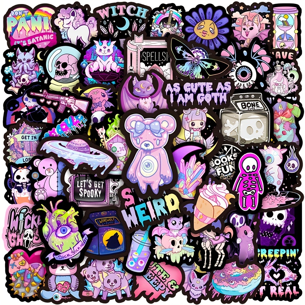Goth Stickers Pack 100pcs, Waterproof Vinyl Decal Stickers For