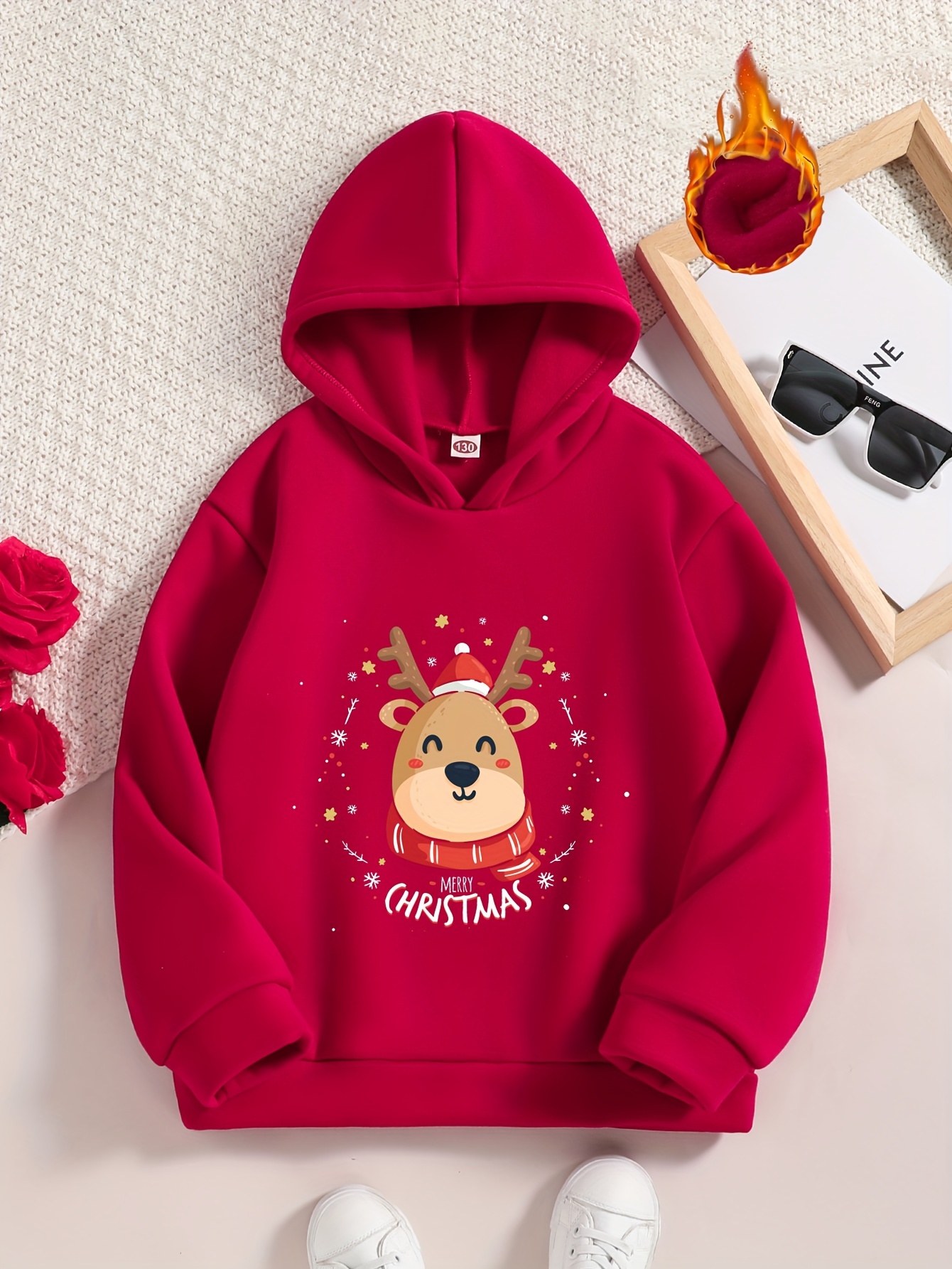 girl s trendy hooded sweatshirt christmas cute deer print Temu