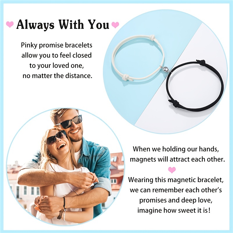 Magnetic Matching Bracelets. Pinky Promise Couples Bracelet