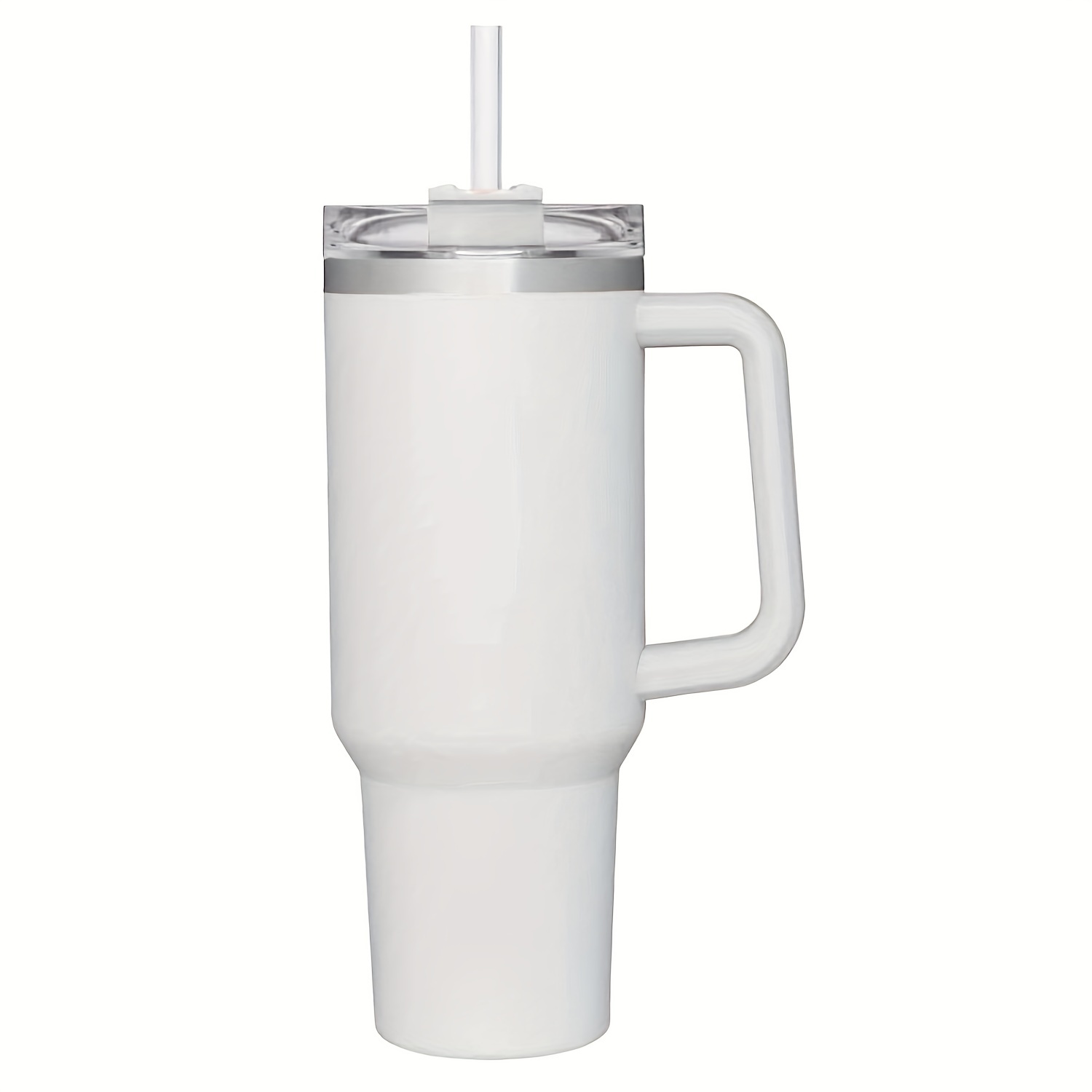 40oz Tumbler with Handle and Straw Lid White