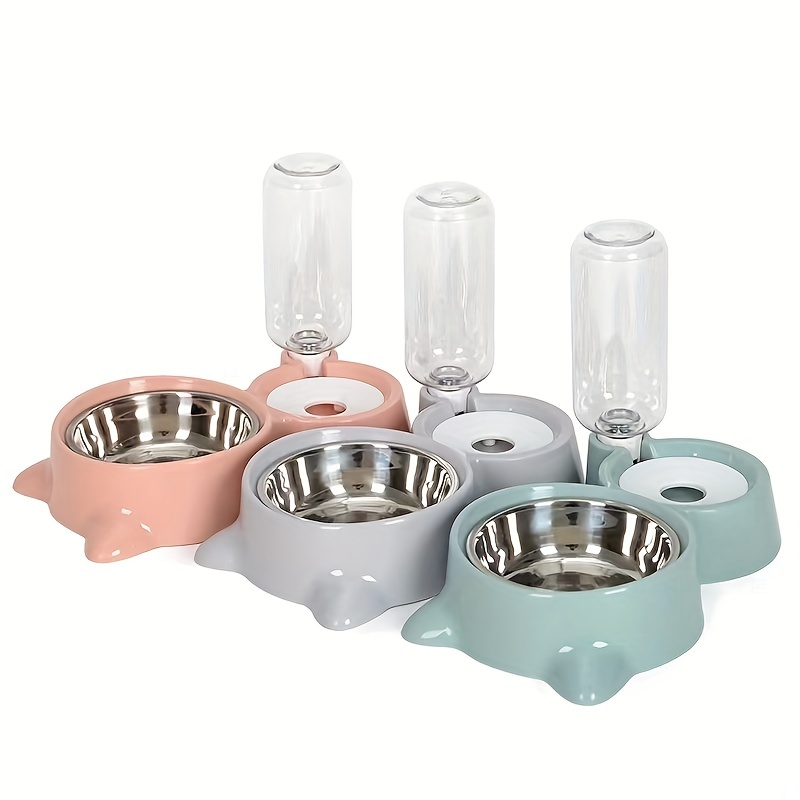 Double Pet Bowls Dog Food Water Feeder Stainless Steel Pet