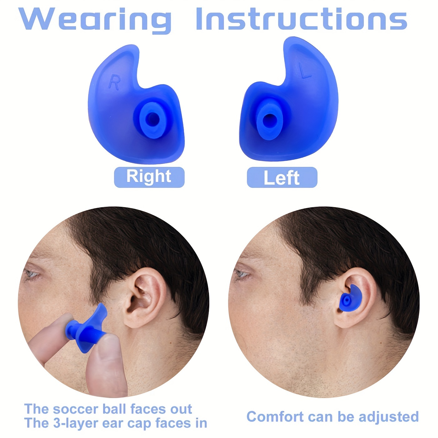 Hearprotek Tapones para los oídos para nadar, [2 pares] Tapones para los  oídos de natación para adultos, tapones de silicona impermeables para