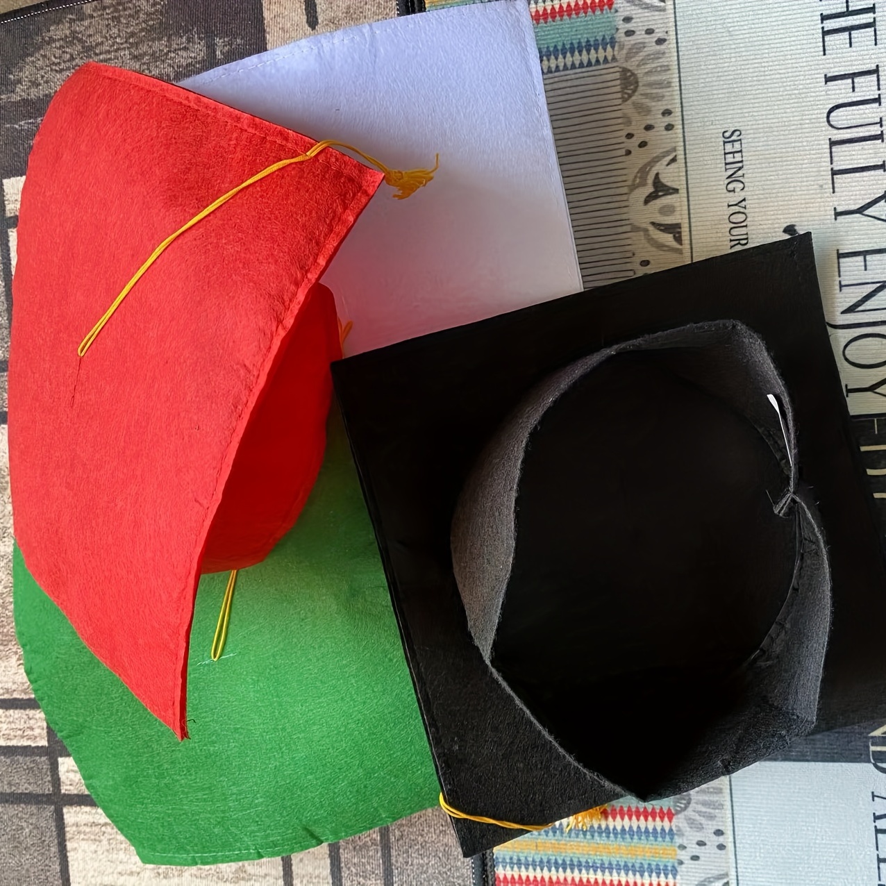 University Graduation Ceremony Hat Felt Bachelor Hat Tassel